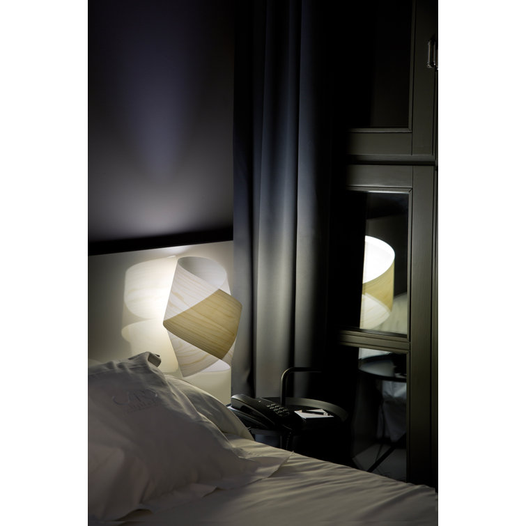 Ivory White Dimmable Wood Sconce with Sea Blue Shade