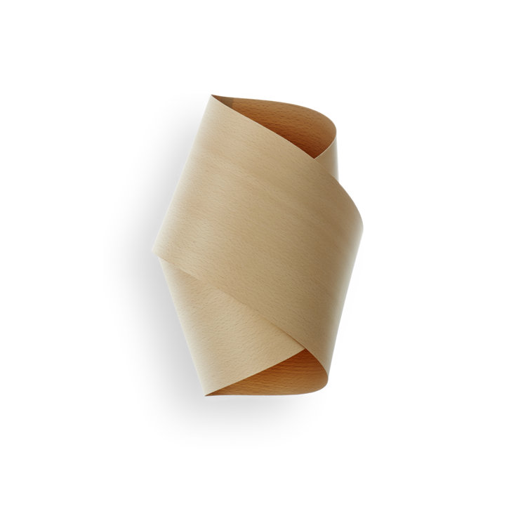 Natural Beech Wood Veneer Flush Mounted Sconce