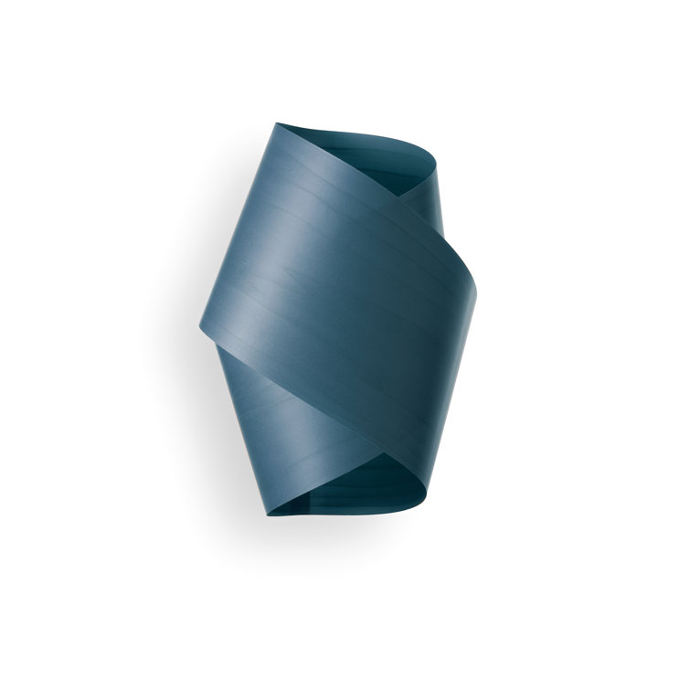 Ivory White Dimmable Wood Sconce with Sea Blue Shade