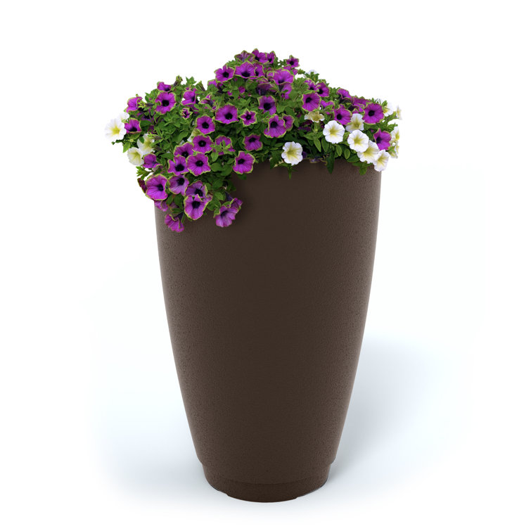 Caprio 26" Tall Square Black Resin Planter with Self-Watering Feature