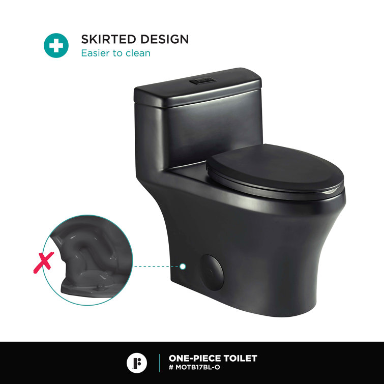 Black Matte Elongated Free Standing Dual Flush Toilet