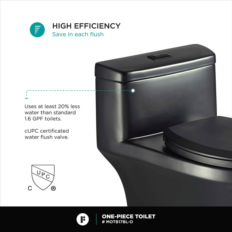 Black Matte Elongated Free Standing Dual Flush Toilet