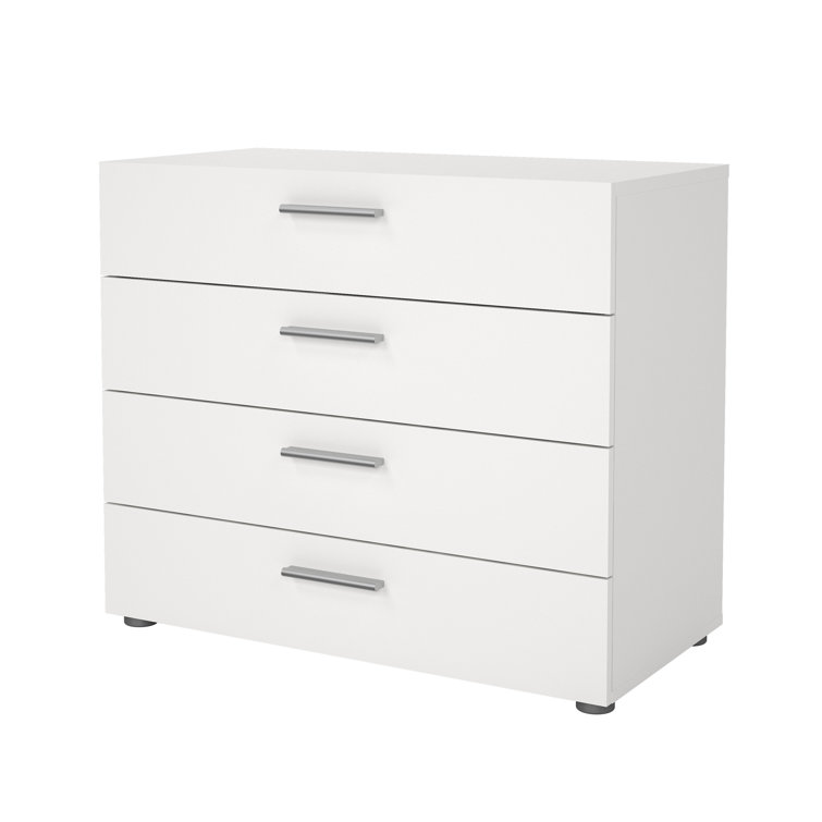 Austin 4-Drawer Sleek White Dresser with Metal Hardware