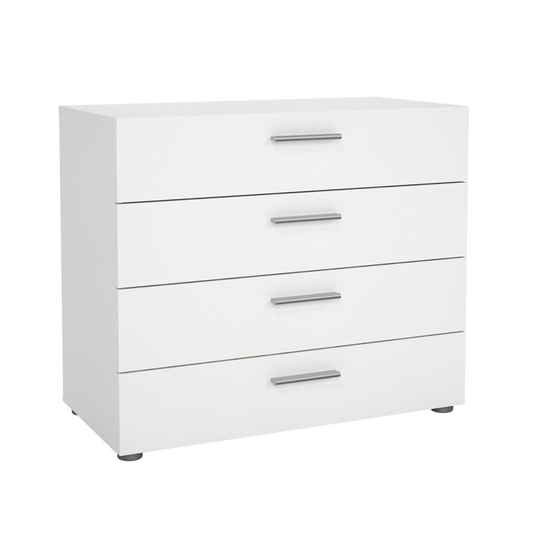 Austin 4-Drawer Sleek White Dresser with Metal Hardware