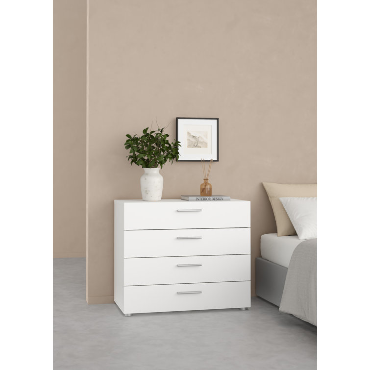 Austin 4-Drawer Sleek White Dresser with Metal Hardware