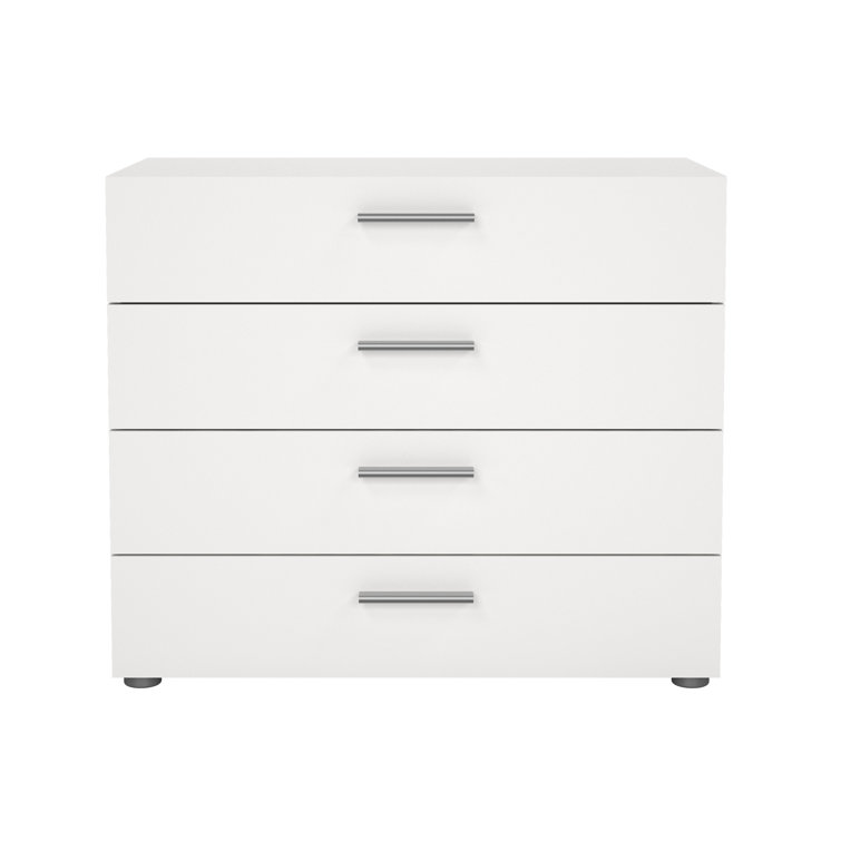 Austin 4-Drawer Sleek White Dresser with Metal Hardware