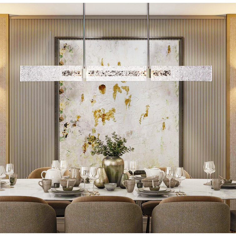 Modern Beige Silver Glass LED Island Pendant Light