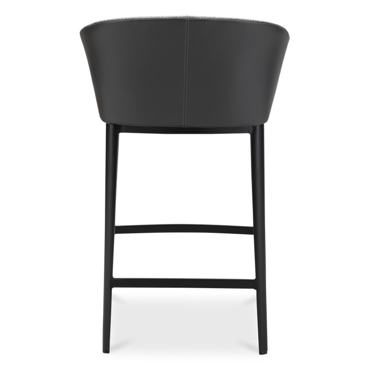 Gray Leather and Metal Contemporary Counter Stool