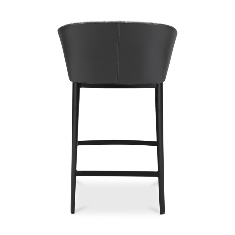 Gray Leather and Metal Contemporary Counter Stool