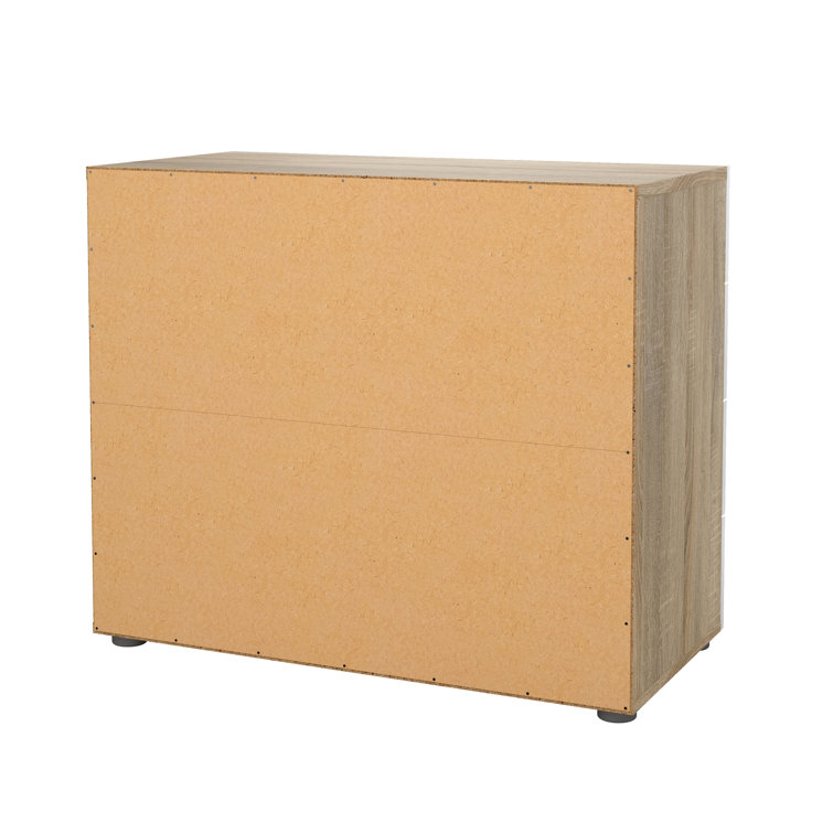 Sleek Austin 4-Drawer Chest in Oak Structure and White High Gloss