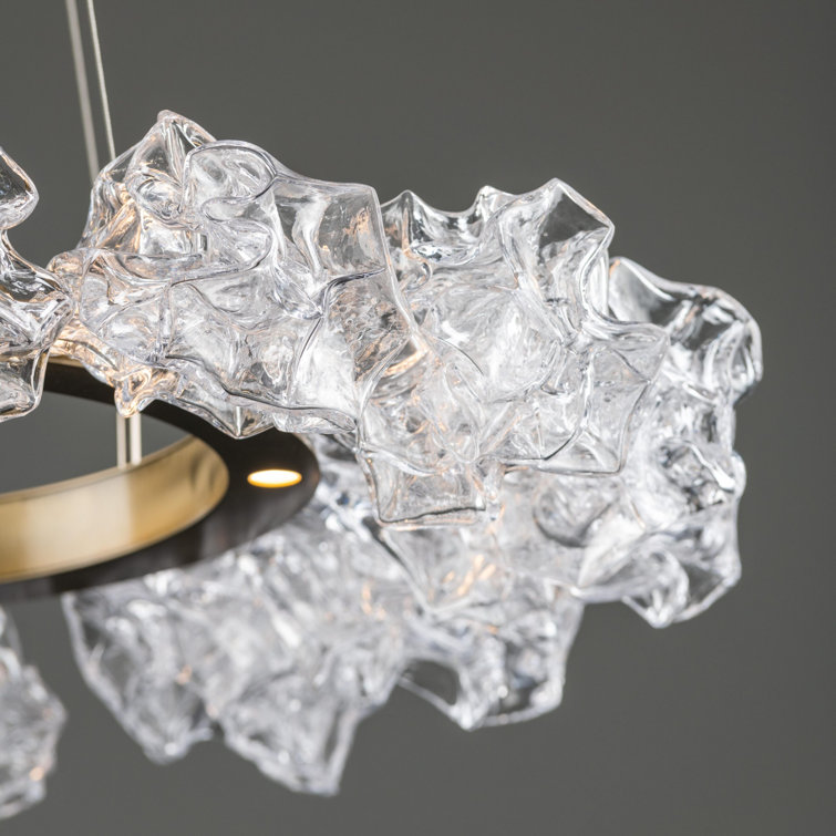 Gilded Brass Blossom Ring LED Chandelier 36 in