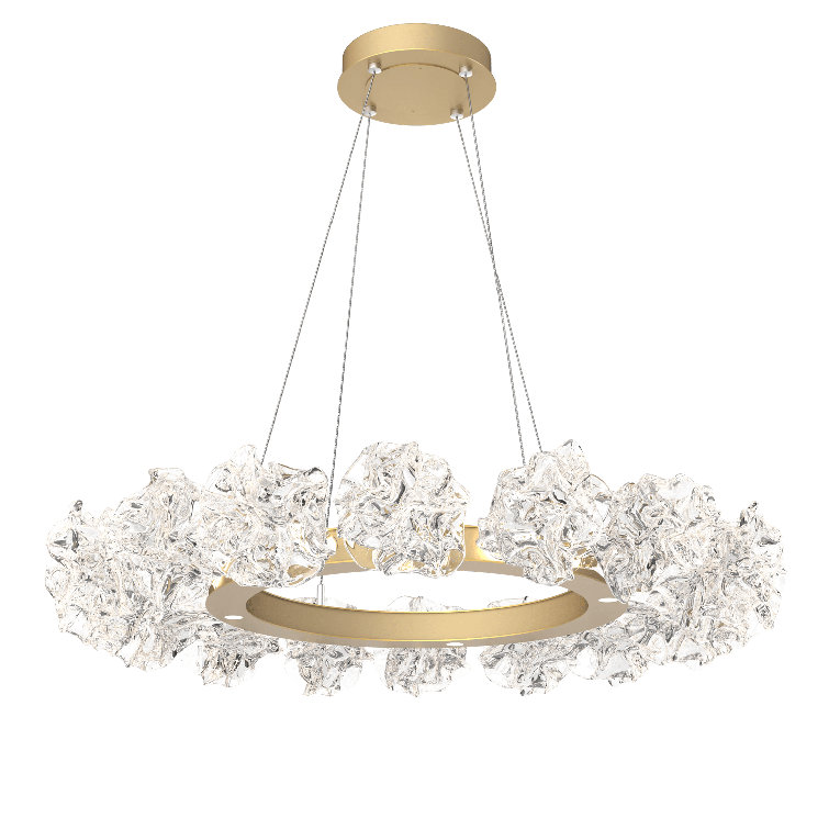 Gilded Brass Blossom Ring LED Chandelier 36 in