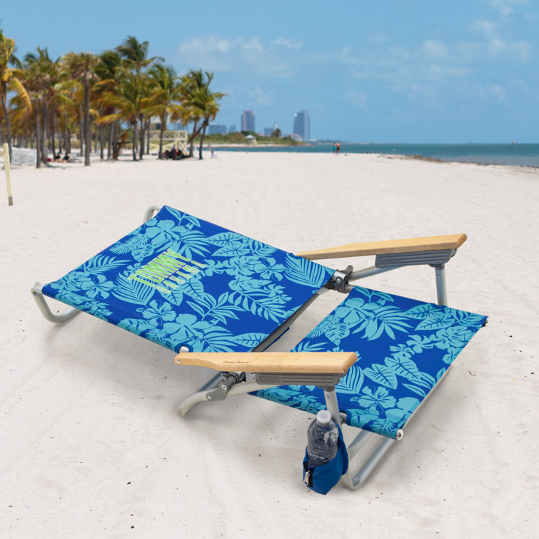 Tommy Bahama 5-Position Lightweight Aluminum Beach Chair with Cup Holder, Blue