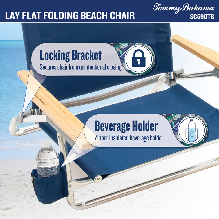 Tommy Bahama 5-Position Lightweight Aluminum Beach Chair with Cup Holder