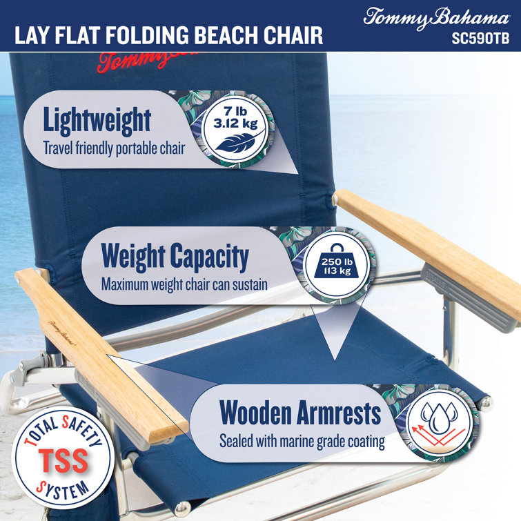 Tommy Bahama 5-Position Lightweight Aluminum Beach Chair with Cup Holder