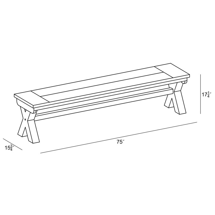 Medlock 15.75'' Natural Teak Wood Outdoor Bench