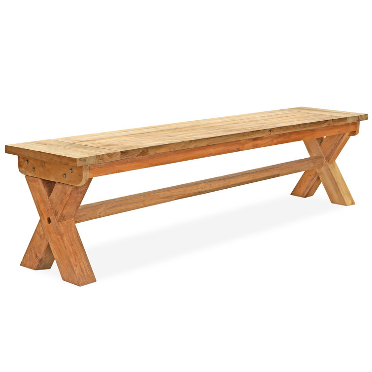 Medlock 15.75'' Natural Teak Wood Outdoor Bench