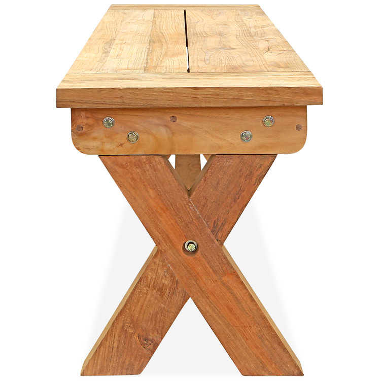 Medlock 15.75'' Natural Teak Wood Outdoor Bench
