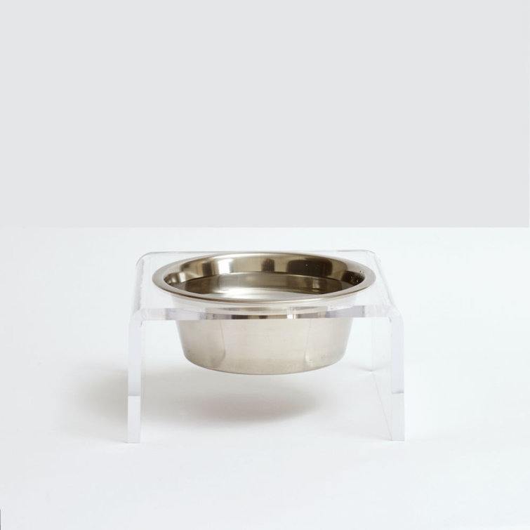 Clear Acrylic Elevated Pet Feeder with Stainless Steel Bowl