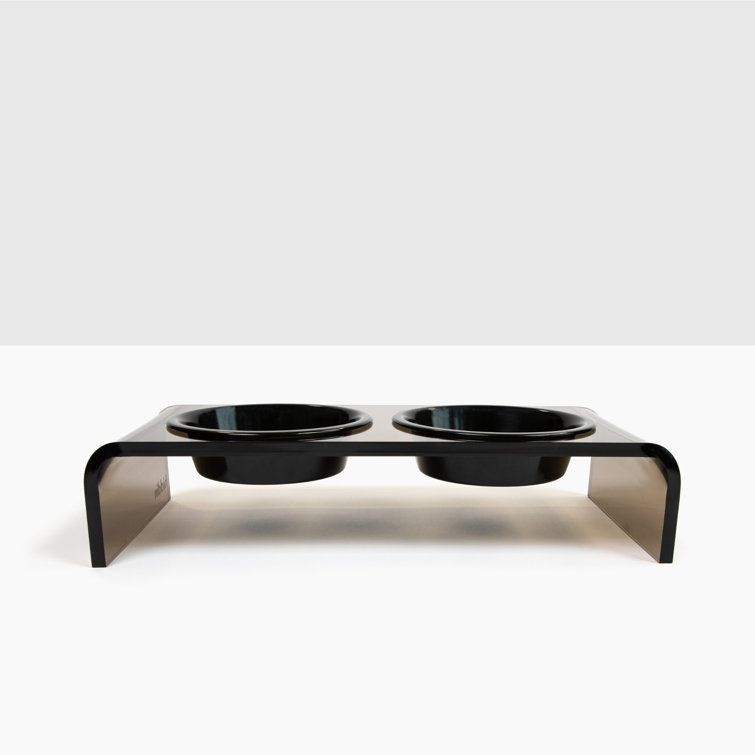 Small Black and Bronze Stainless Steel Elevated Pet Feeder