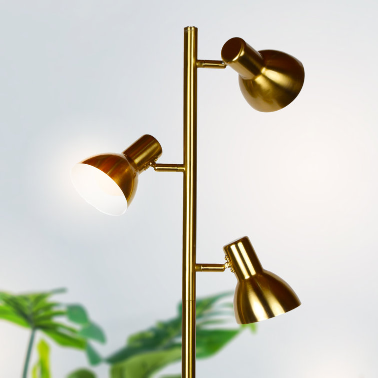 Ethan Brass LED Adjustable 3-Light Tripod Floor Lamp with Dimming