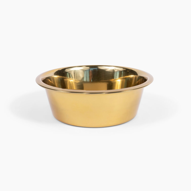 Small Clear Acrylic Elevated Feeder with Gold Bowls