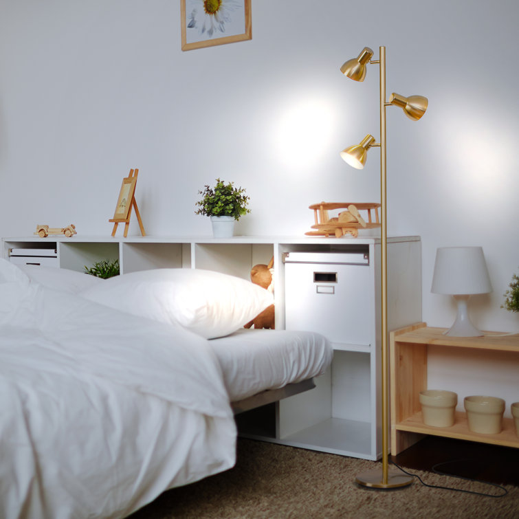 Ethan Brass LED Adjustable 3-Light Tripod Floor Lamp with Dimming