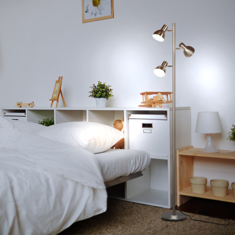 Ethan Adjustable 65.5" Nickel LED Floor Lamp with 3 Pivoting Heads