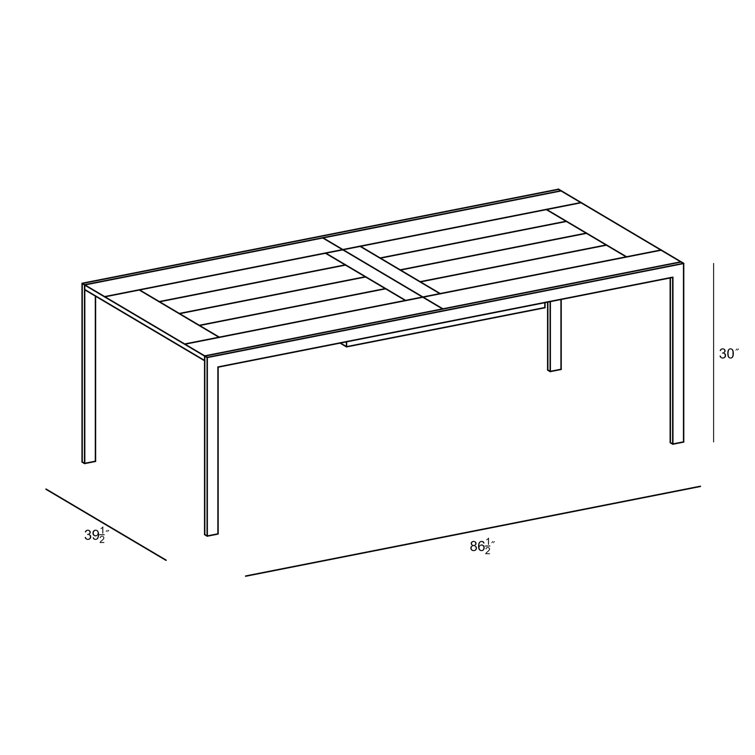 Extendable Teak and Black Metal Outdoor Dining Table