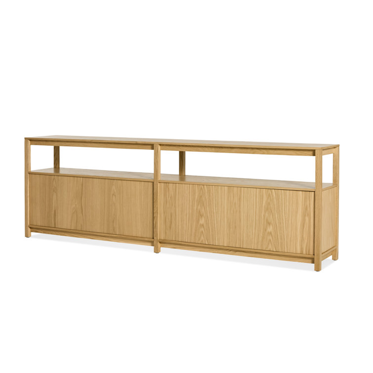 White Oak Low Bookcase with Storage and Open Shelves