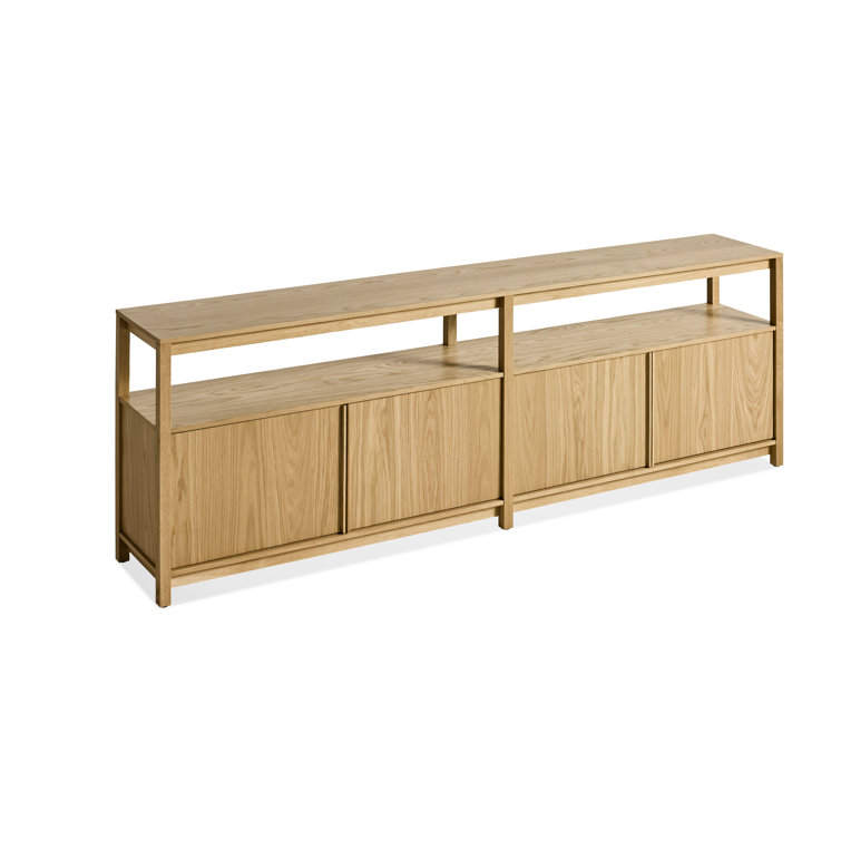 White Oak Low Bookcase with Storage and Open Shelves
