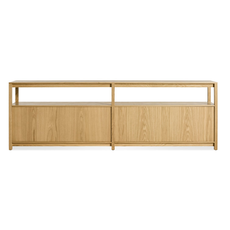 White Oak Low Bookcase with Storage and Open Shelves