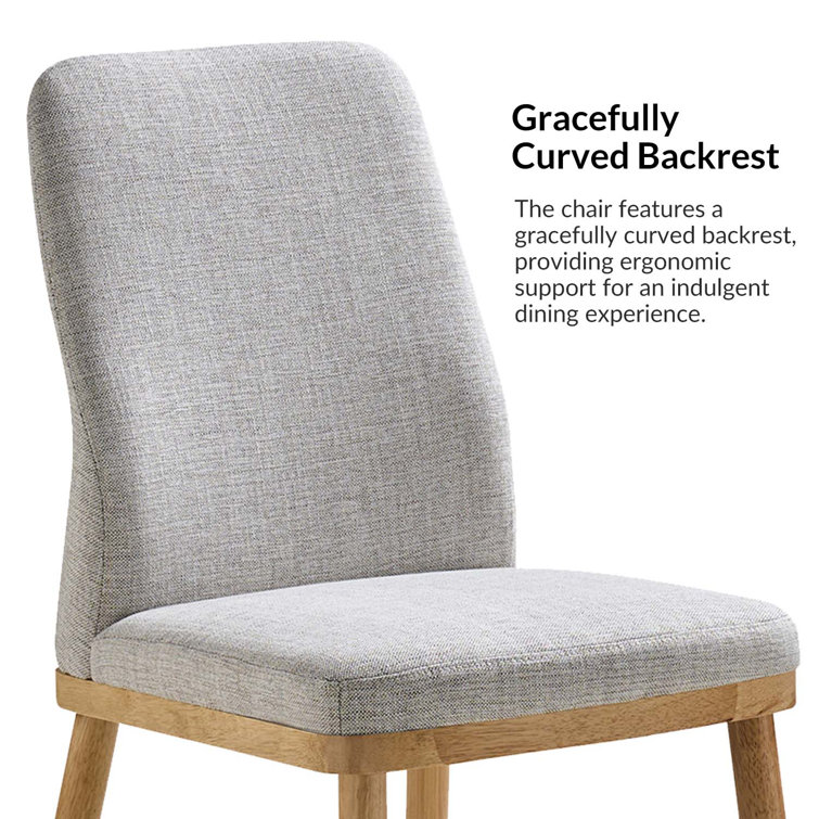 Gray Upholstered Side Chair with Natural Solid Wood Legs, Set of 2