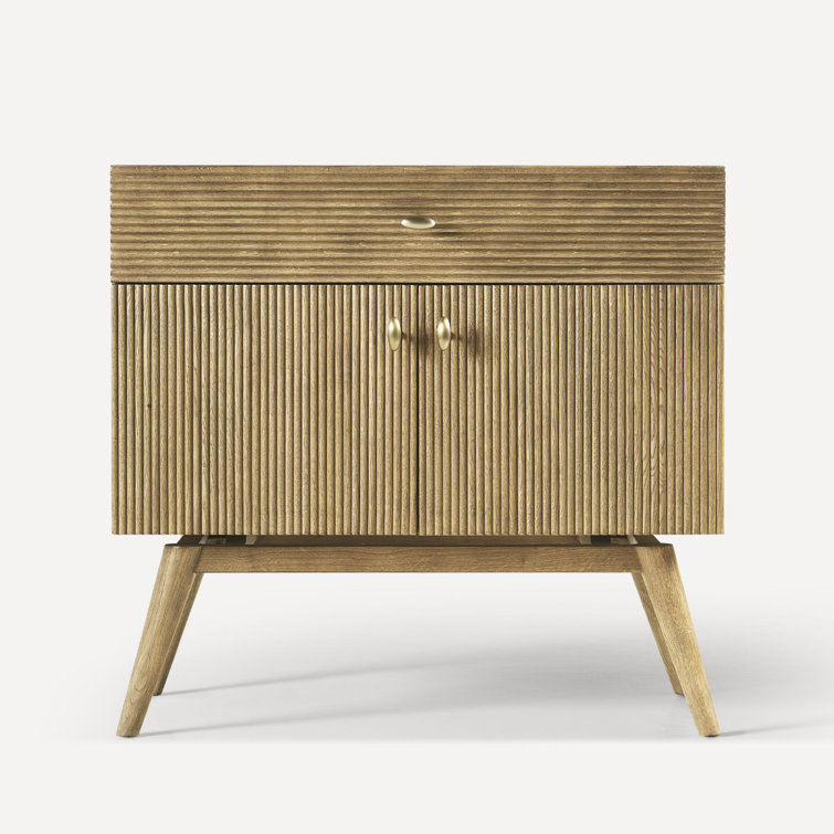 Honey Oak and Aged Brass 35" Single Bathroom Vanity Base