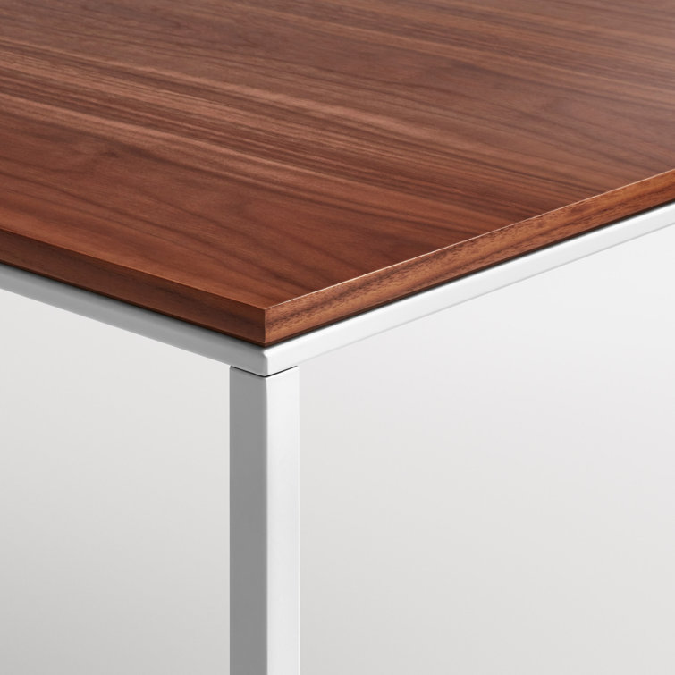 Minimalist White Metal and Walnut Wood Console Table