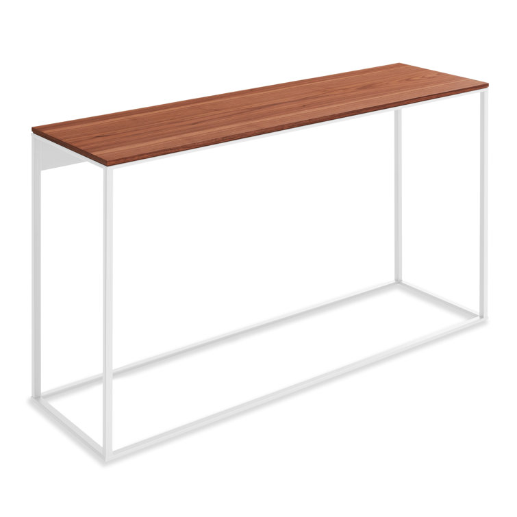 Minimalist White Metal and Walnut Wood Console Table