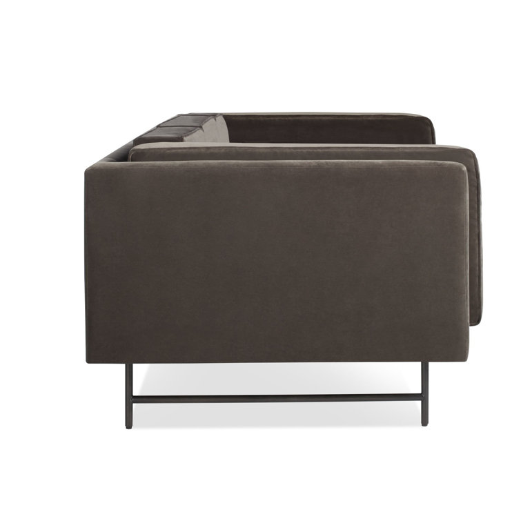 Sanford Natural Linen 96" Sofa with Black Metal Legs