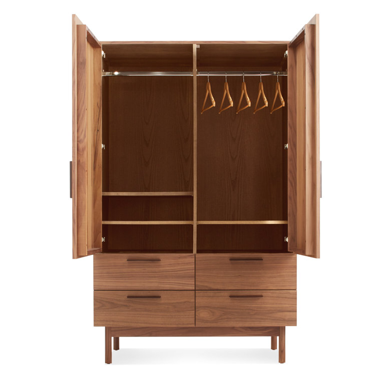 Smoke Solid Wood Bar Cabinet with Leather Pulls