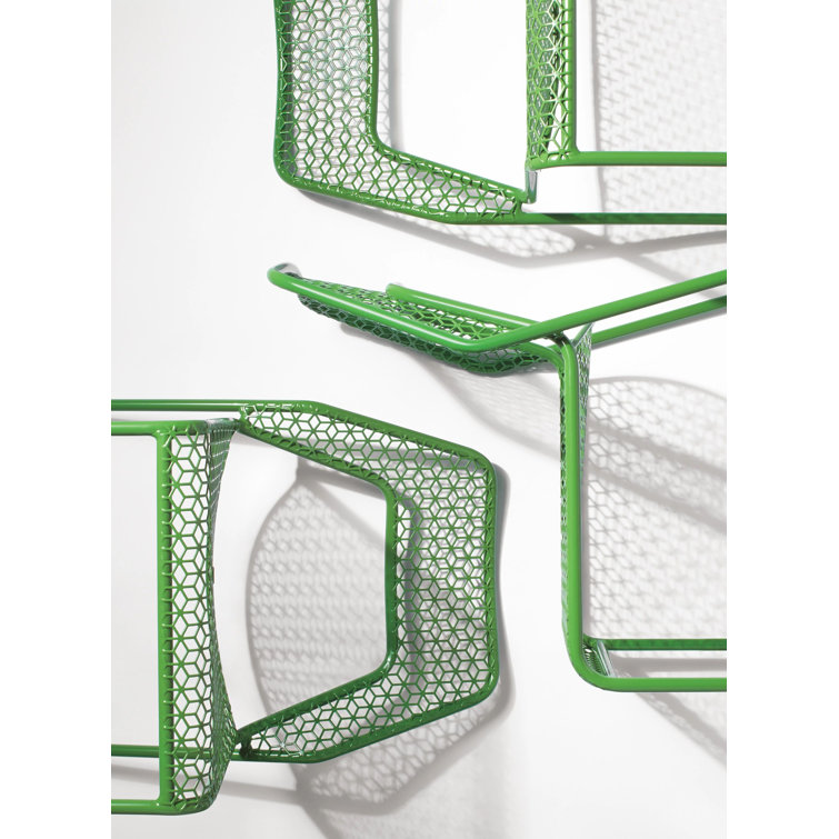 Green Metal Stackable Counter Stool with Mesh Design