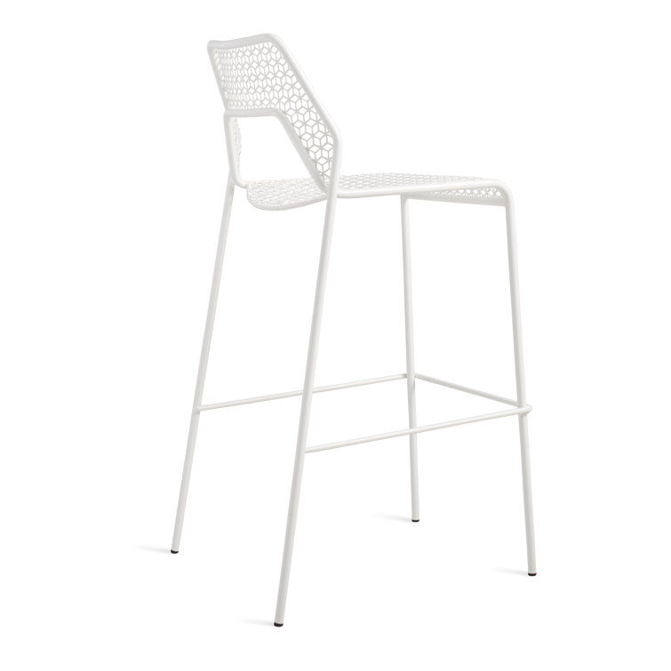 Off-White Metal Stackable Bar Stool with Mesh Design