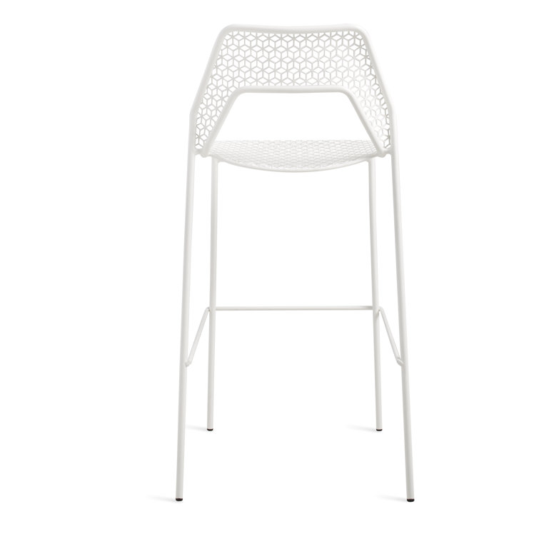 Off-White Metal Stackable Bar Stool with Mesh Design