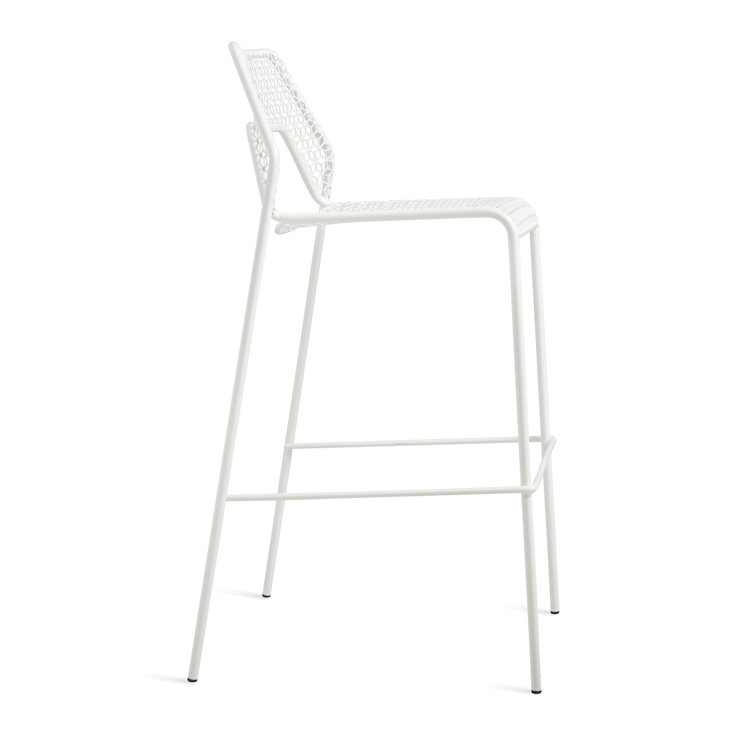 Off-White Metal Stackable Bar Stool with Mesh Design