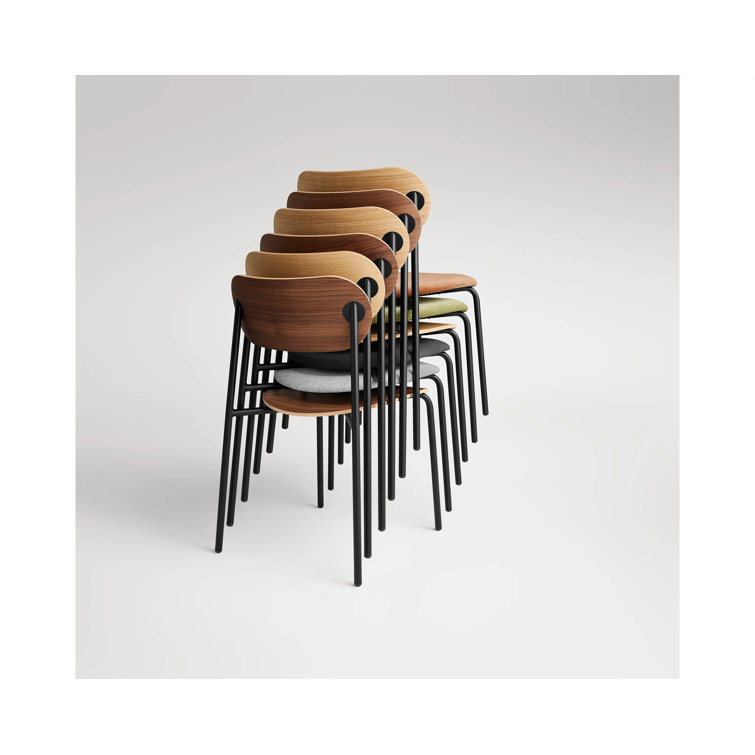 White Oak and Black Metal Modern Dining Chair