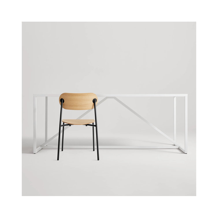 White Oak and Black Metal Modern Dining Chair