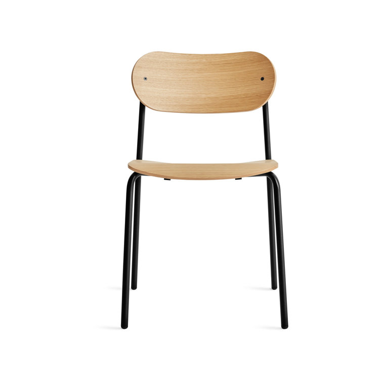 White Oak and Black Metal Modern Dining Chair