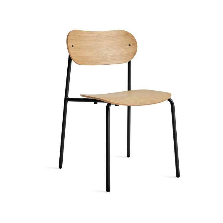 White Oak and Black Metal Modern Dining Chair