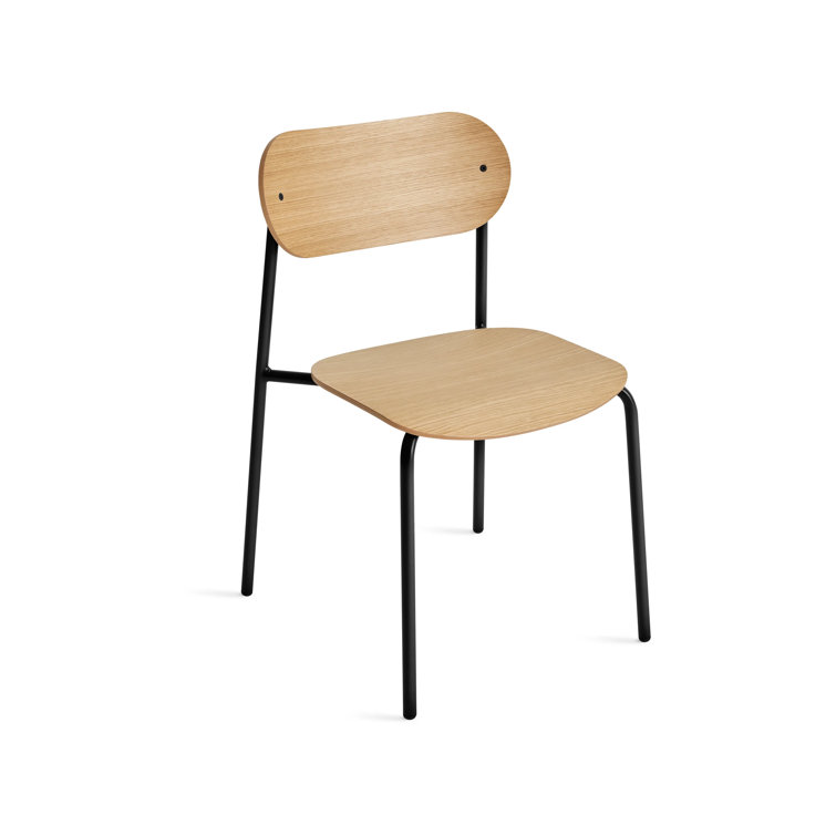 White Oak and Black Metal Modern Dining Chair