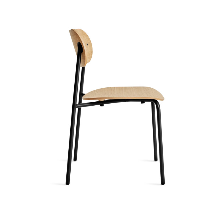 White Oak and Black Metal Modern Dining Chair