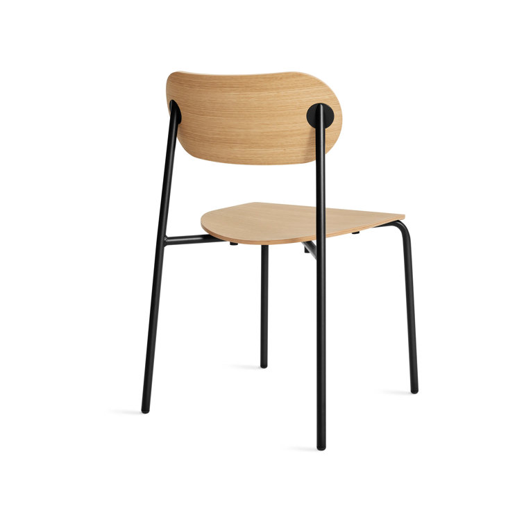 White Oak and Black Metal Modern Dining Chair