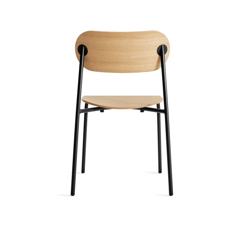 White Oak and Black Metal Modern Dining Chair